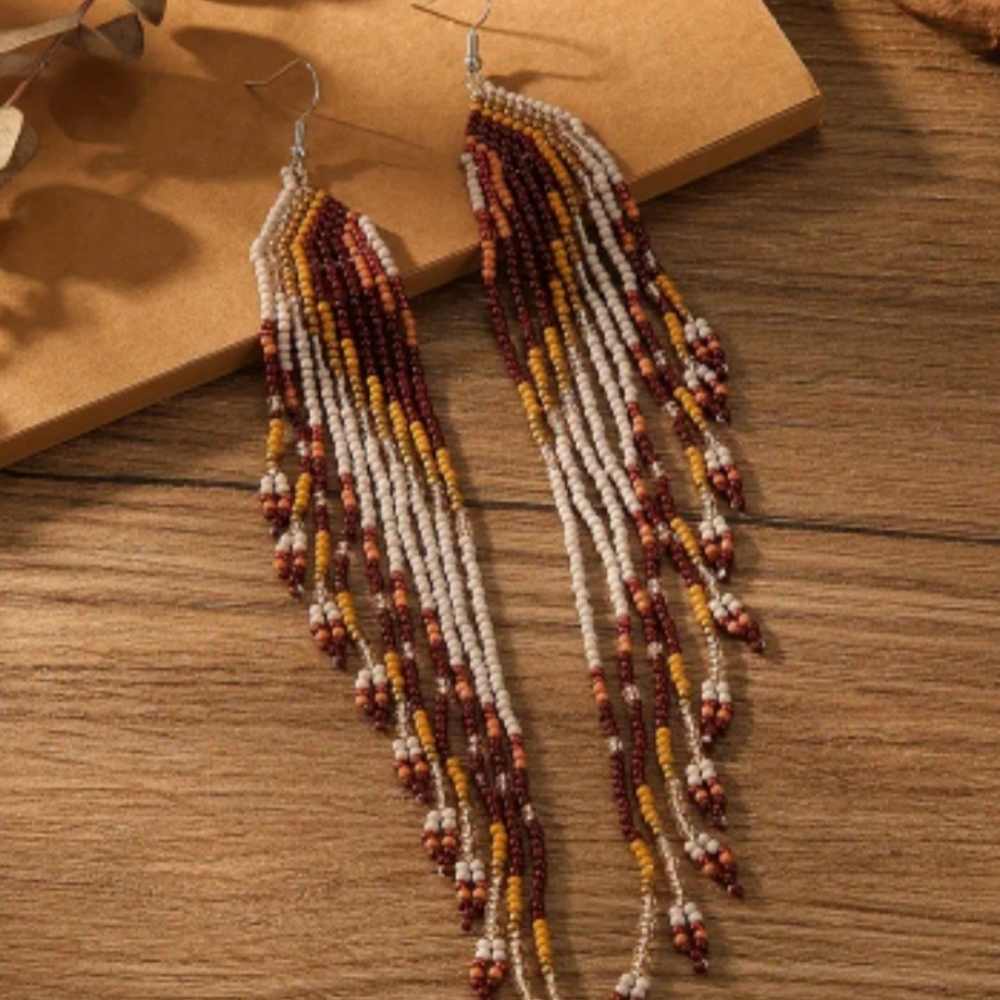 xl seed bead boho earrings - Picture 2 of 3